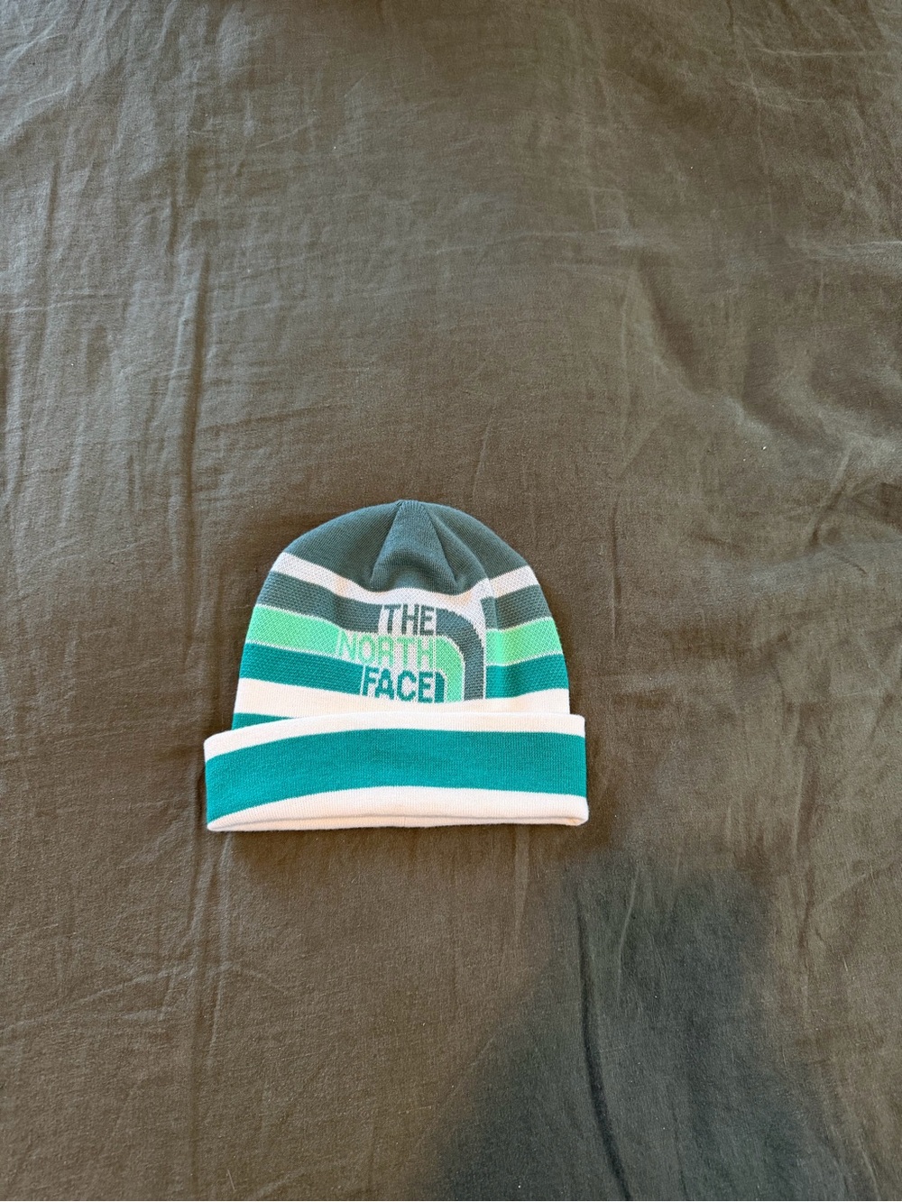 The North Face Green Teal Stripe Beanie